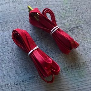 Luxury Red Leather Shoelaces with Gold Metal Tips